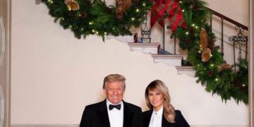 Melania Shares New Stunning Photo Of Her And President For Official 2020 Christmas Portrait