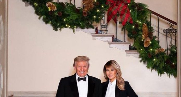 Melania Shares New Stunning Photo Of Her And President For Official 2020 Christmas Portrait